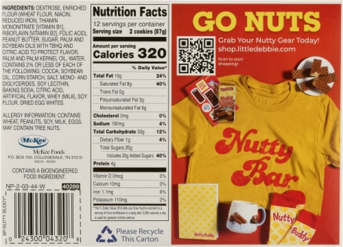 Little Debbie® Nutty Buddy® Peanut Butter Wafer Bars Big Pack Perspective: back