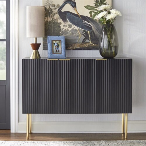 TMS Valen Channel Contemporary MDF & Metal Front Sideboard in Black Perspective: back
