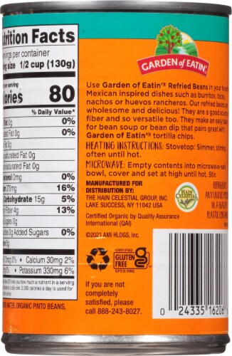 Garden of Eatin® Organic Traditional Refried Beans Perspective: back