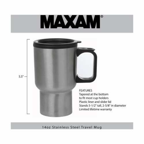 Maxam Stainless Steel Travel Mug with Tapered Bottom to Fit Most Cup  Holders 14-Ounce, 1 - Harris Teeter