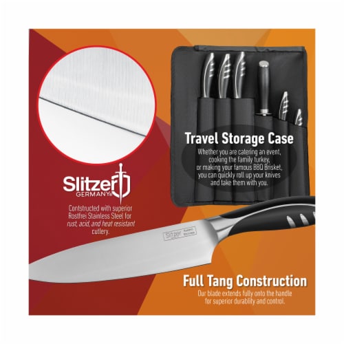Slitzer Germany 7-Piece Chef's Cutlery Set Ergonomically Designed Professional Grade Knives Perspective: back