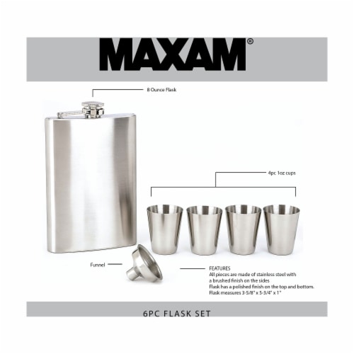 Maxam 6-piece Stainless Steel Flask Set Low-Cost High-Quality Addition to any Home Bar Perspective: back