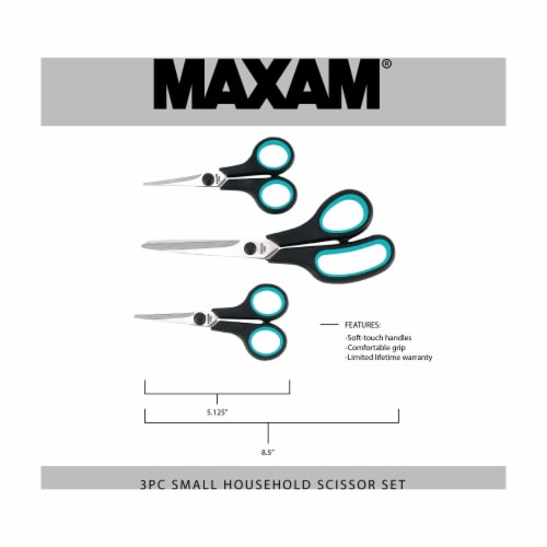 Maxam Household Scissor Set with Soft-Touch Handels for a Safe Comfortable Grip 3-Pieces Perspective: back
