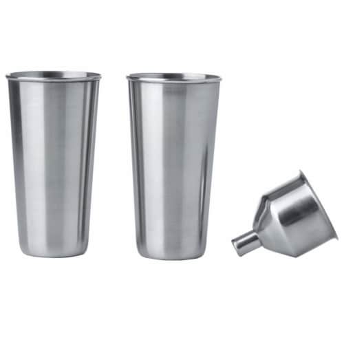 Maxam 4 Piece "Giant Shot" Stainless Steel Flask Set 64 Ounces with Shot Glasses Perspective: back