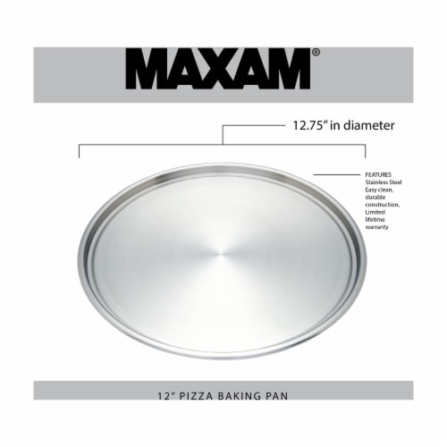 Maxam Stainless Steel Pizza Pan Perspective: back