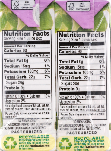 Minute Maid 100% Juice Apple White Grape Juice Boxes Perspective: back
