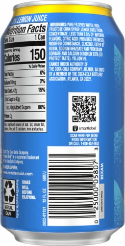 Minute Maid Lemonade Fruit Juice Drink Perspective: back