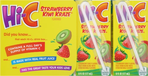 Hi-C Strawberry Kiwi Kraze Juice Boxes Perspective: back