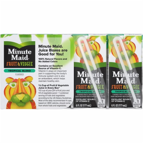 Minute Maid Fruit & Veggie Tropical Blend Juice Boxes Perspective: back