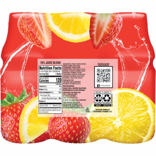 Minute Maid Plus+ Antioxidants Strawberry Lemonade Fruit Juice Drink Perspective: back