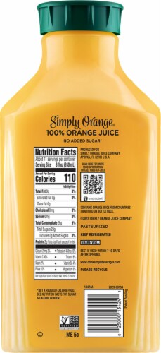 Simply Orange® Pulp Free Juice Bottle Perspective: back