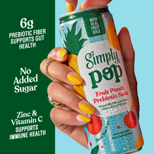 Simply POP Fruit Punch Prebiotic Soda Can Perspective: back