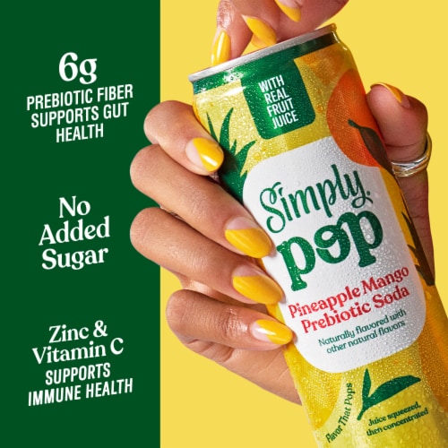 Simply POP Pineapple Mango Prebiotic Soda Can Perspective: back