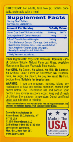 Ester-C Immune Support Tablets 500mg 90 Count Perspective: back