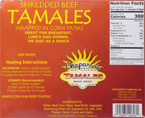 Chaparro's Homestyle Shredded Beef Tamales Perspective: back