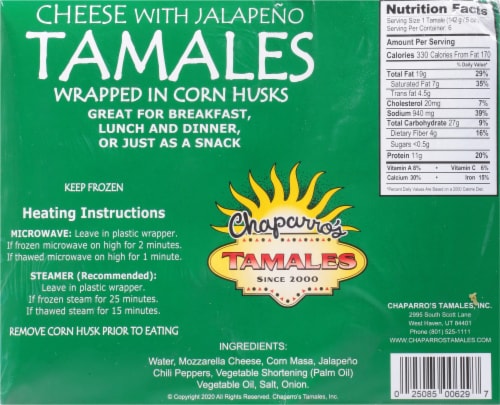 Chaparro's Homestyle Cheese with Jalapeno Tamales Perspective: back