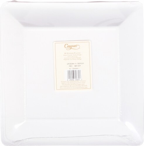 Caspari Red with Grosgrain Border Paper Dinner Plate Perspective: back