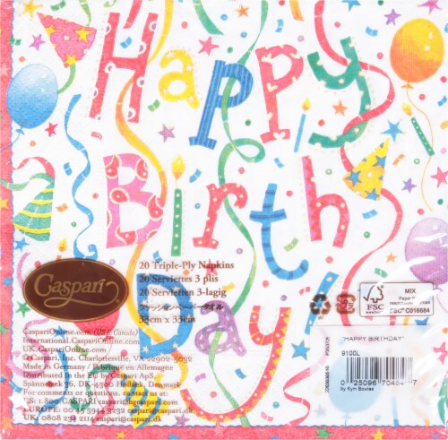 Caspari Happy Birthday Paper Luncheon Napkin Perspective: back