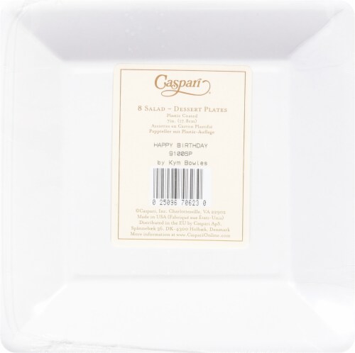 Caspari Happy Birthday Square Dessert Paper Plates Perspective: back