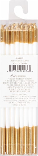 Caspari Slim Birthday Candles - White/Gold Perspective: back