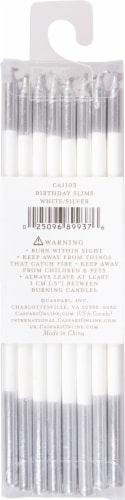 Caspari White/Silver Slim Birthday Candles Perspective: back