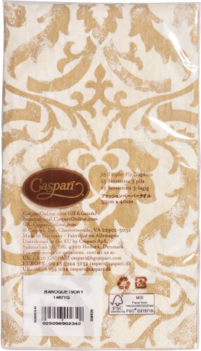 Caspari Baroque Paper Towel Napkins - Gold/Ivory Perspective: back