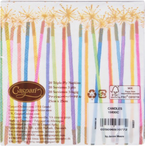 Caspari Candles Paper Cocktail Napkins Perspective: back