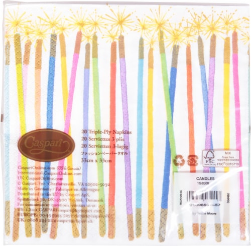 Caspari Candles Paper Lunch Napkins Perspective: back