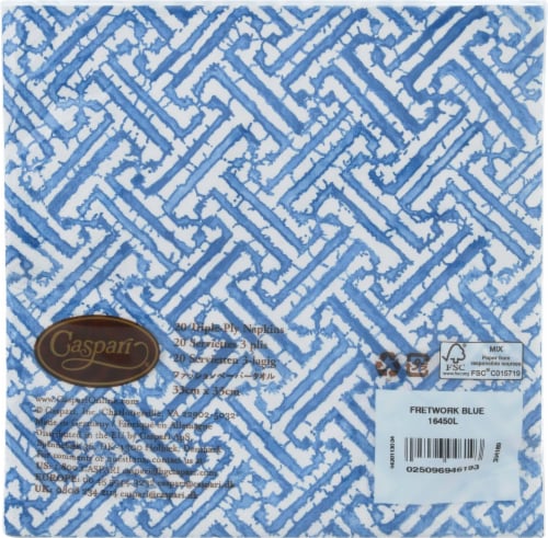 Caspari® Fretwork Paper Luncheon Napkins - Blue Perspective: back