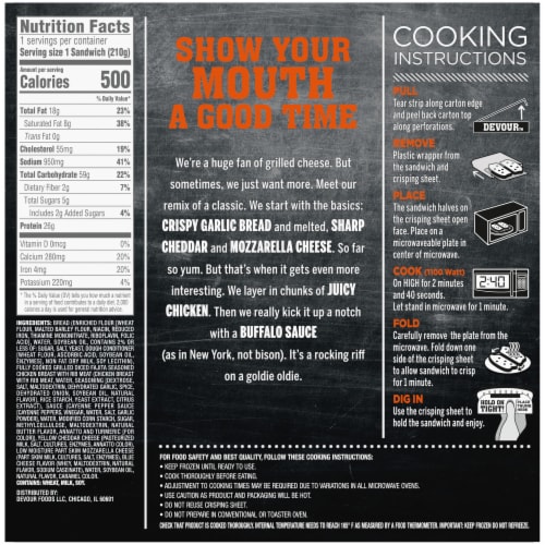DEVOUR Buffalo Style Chicken Griled Cheese Frozen Meal Perspective: back