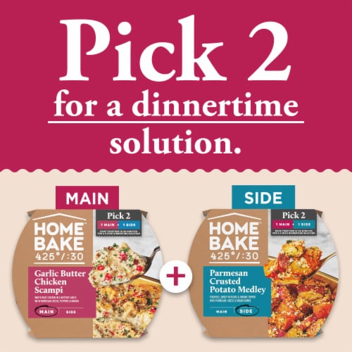 Home Bake 425°/:30 Garlic Butter Chicken Scampi Frozen Family Meal Main Dish Perspective: back