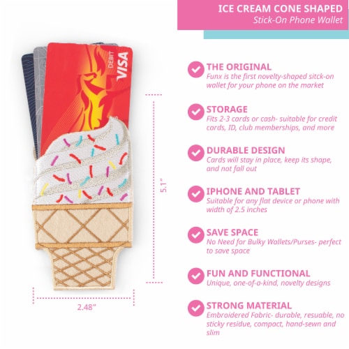 Ice Cream Cone Shaped Stick-On Phone Wallet Perspective: back