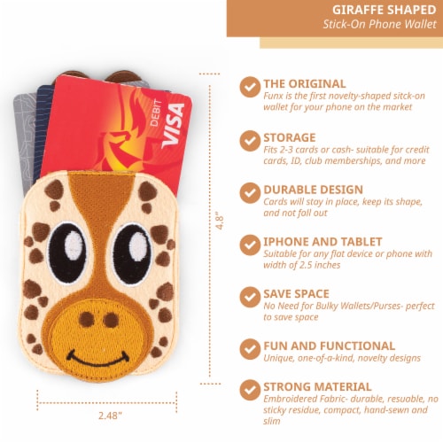 Giraffe Shaped Stick-On Phone Wallet Perspective: back