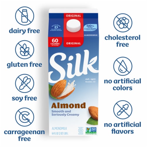 Silk Dairy Free Original Almond Milk Half Gallon Perspective: back