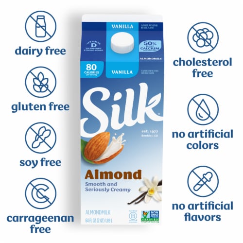 Silk Dairy Free Vanilla Almond Milk Half Gallon Perspective: back
