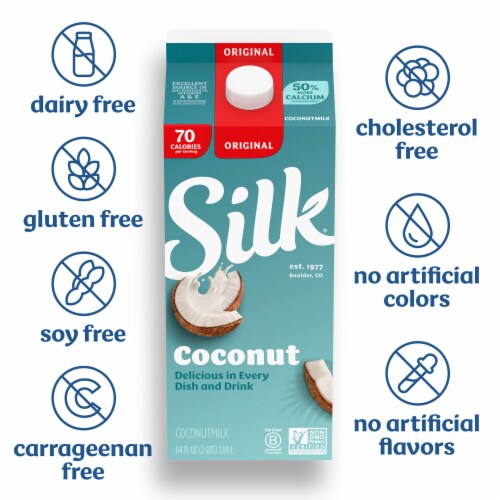 Silk Dairy Free Original Coconut Milk Half Gallon Perspective: back