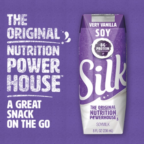 Silk Dairy Free Shelf Stable Very Vanilla Soy Milk Perspective: back