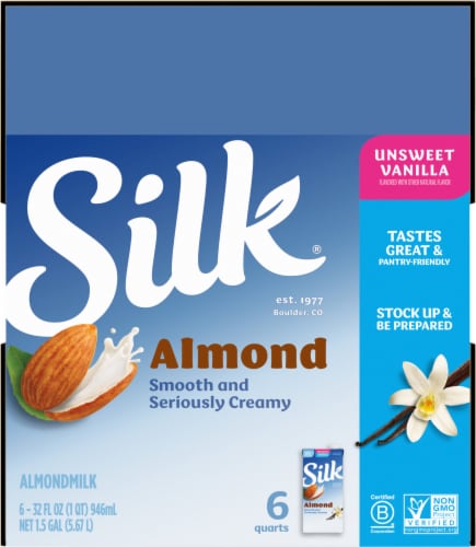 Silk® Pure Unsweetened Vanilla Almondmilk Cartons Perspective: back