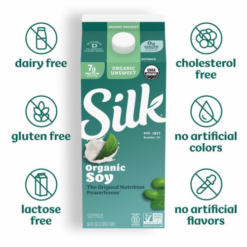 Silk Organic Unsweetened Soymilk Perspective: back