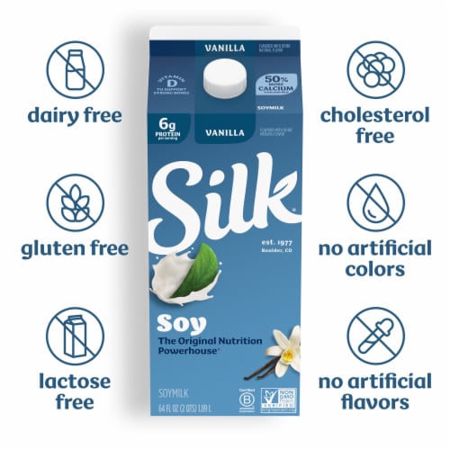 Silk Dairy Free Vanilla Soy Milk Half Gallon Perspective: back