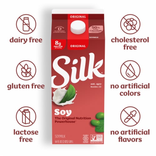 Silk Dairy Free Protein Original Soy Milk Half Gallon Perspective: back