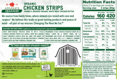 Applegate Frozen Organic Chicken Strips Perspective: back