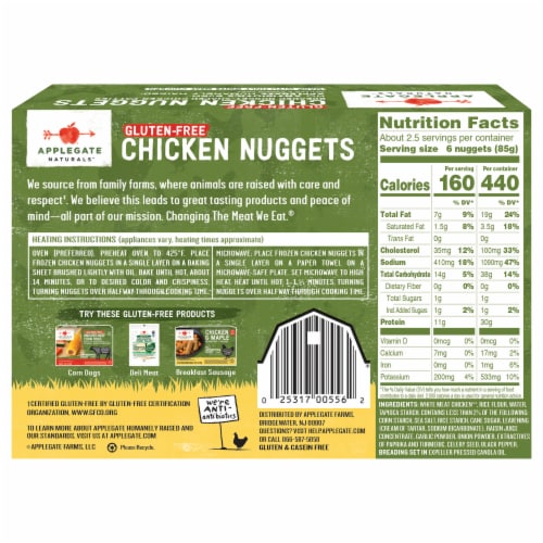 Applegate Natural Gluten-Free Frozen Chicken Nuggets Perspective: back
