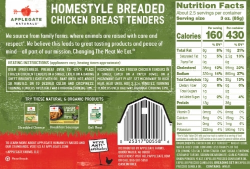 Applegate Natural Homestyle Chicken Breast Tenders Perspective: back