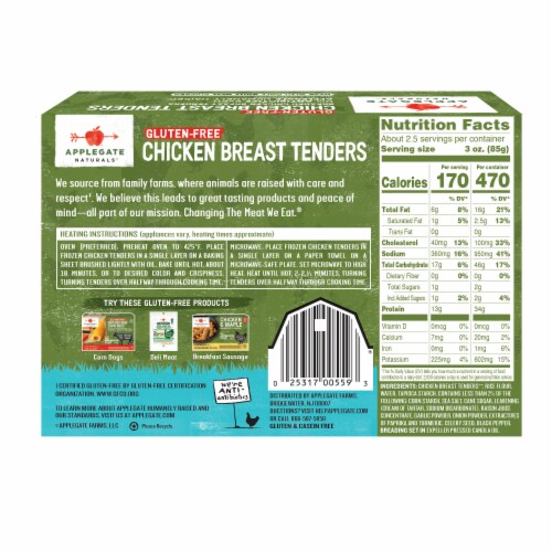 Applegate All Natural Gluten-Free Frozen Chicken Breast Tenders Perspective: back
