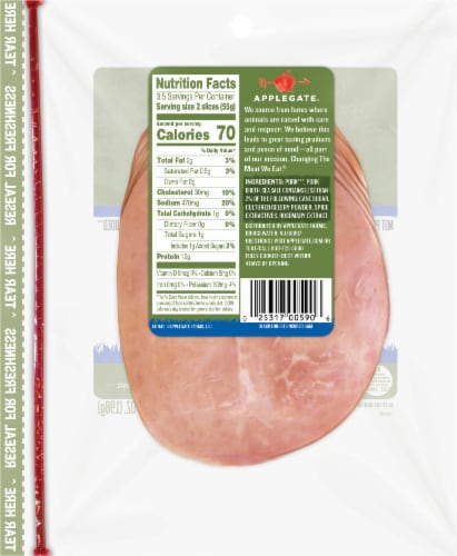 Applegate Natural Sliced Uncured Black Forest Ham Perspective: back