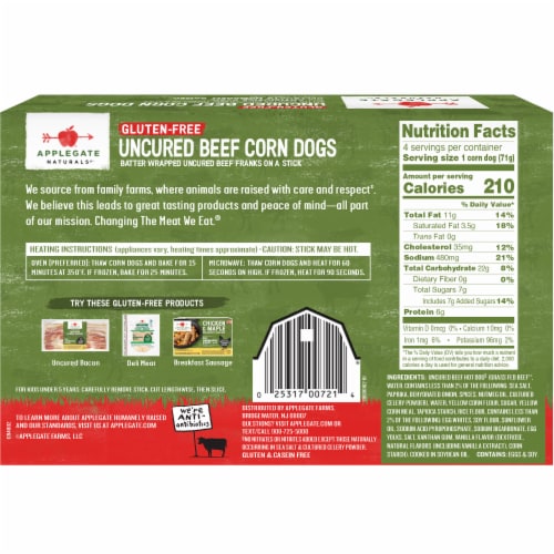 Applegate Natural Gluten-Free Uncured Beef Corn Dogs Perspective: back