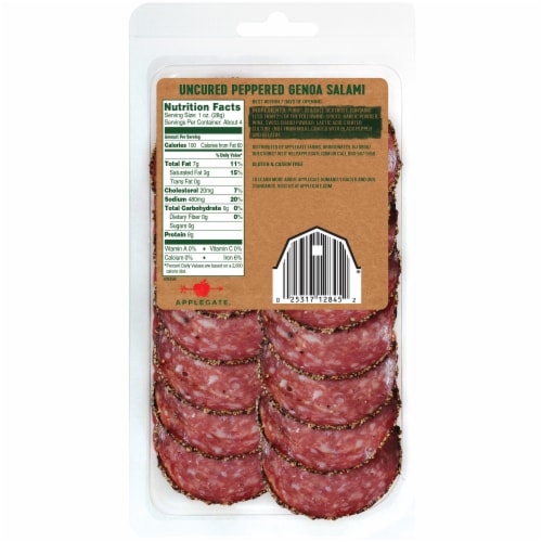 Applegate Natural Uncured Peppered Genoa Salami Perspective: back