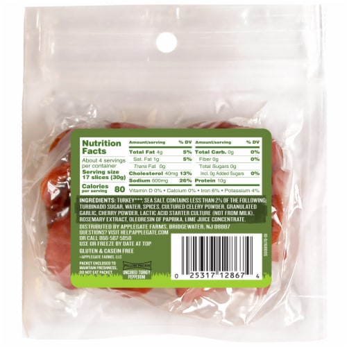 Applegate Natural Uncured Turkey Pepperoni Perspective: back