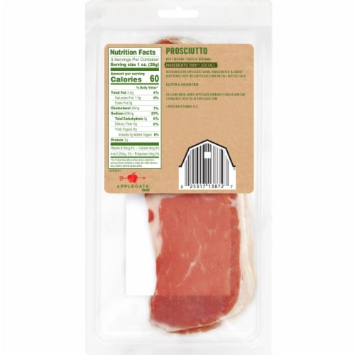 Applegate Natural Sliced Prosciutto Perspective: back